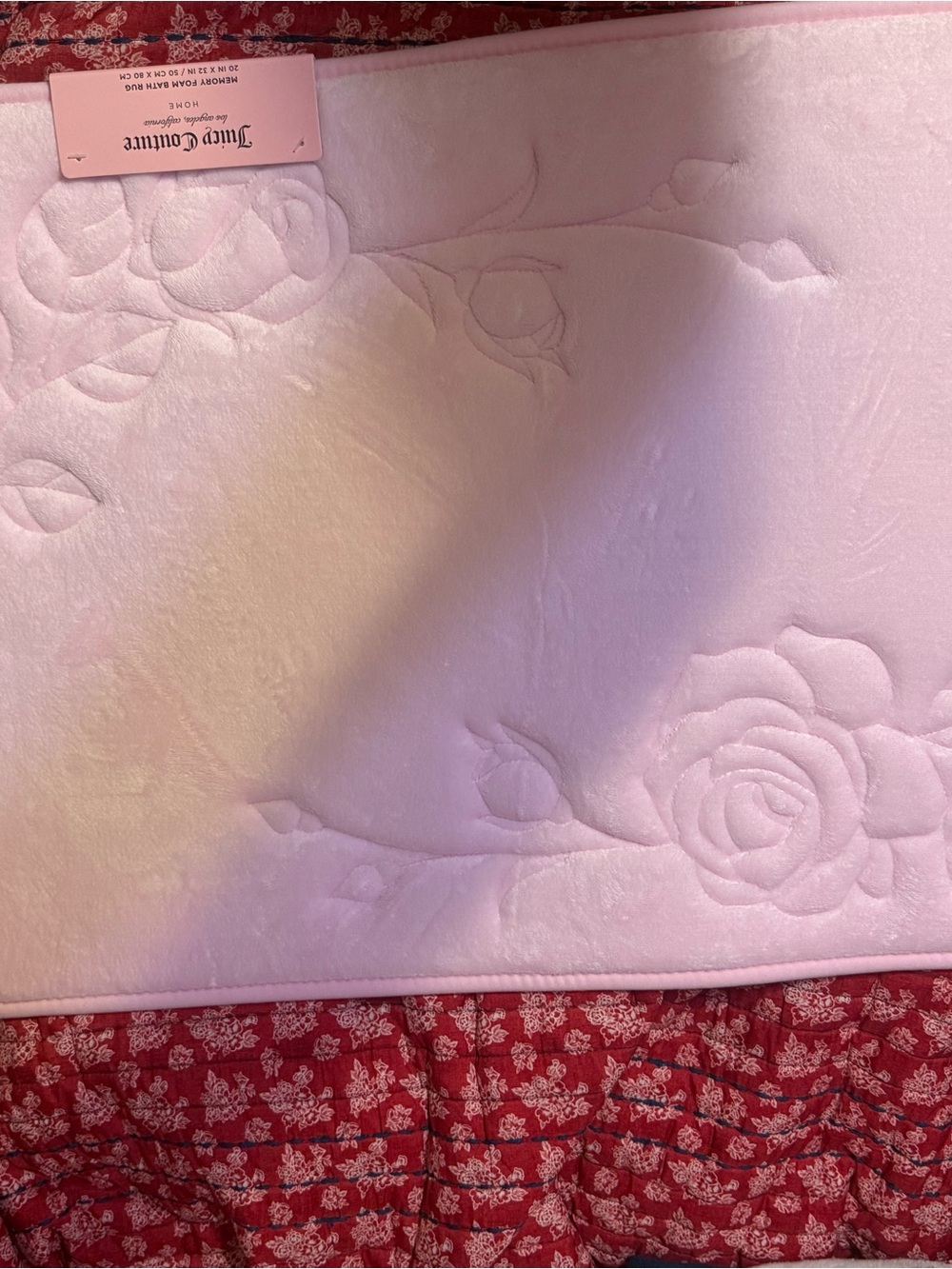 Juicy Couture Light Pink Quilted Floral Bath Mat